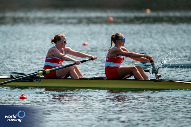 Caileigh Filmer (b), Maya Meschkuleit (s), Women's Pair, Canada, 2023 World Rowing Championships, Belgrade, Serbia © World Rowing/Benedict Tufnell