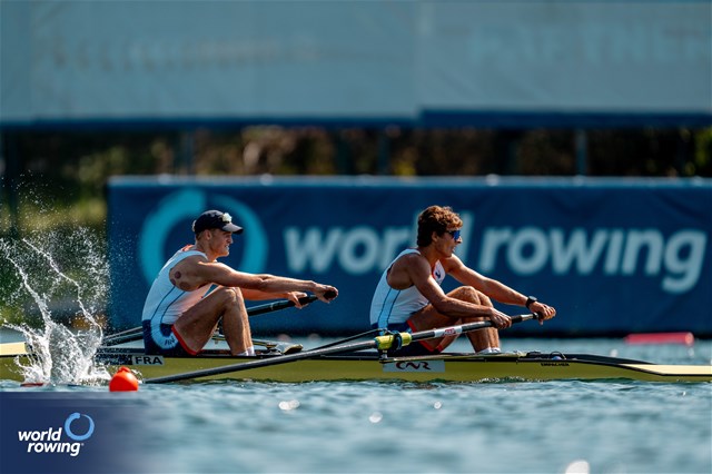 Florian Ludwig (b), Armand Pfister (s), Men's Pair, France, 2023 World Rowing Championships, Belgrade, Serbia © World Rowing/Benedict Tufnell