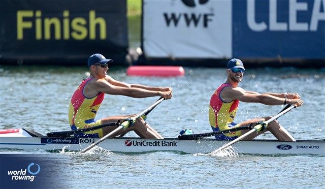 Florin Arteni (b), Ciprian Tudosa (s), Men's Double Sculls, Romania, 2023 World Rowing Championships, Belgrade, Serbia © Detlev Seyb / MyRowingPhoto.com
