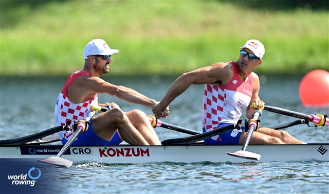 Martin Sinkovic (b), Valent Sinkovic (s), Men's Double Sculls, Croatia, 2023 World Rowing Championships, Belgrade, Serbia © Detlev Seyb / MyRowingPhoto.com