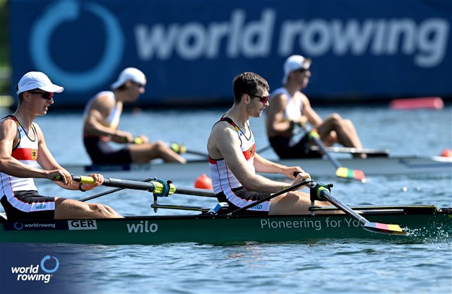 Jannik Metzger (b), Julius Christ (s), Men's Pair, Germany, 2023 World Rowing Championships, Belgrade, Serbia © Detlev Seyb / MyRowingPhoto.com