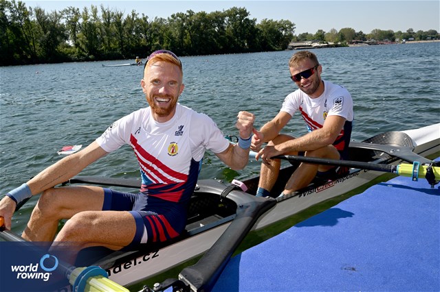 Jiri Simanek (b), Miroslav Vrastil (s), Lightweight Men's Double Sculls, Czechia, 2023 World Rowing Championships, Belgrade, Serbia © Detlev Seyb / MyRowingPhoto.com