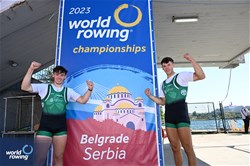 Ross Corrigan (b), Nathan Timoney (s), Men's Pair, Ireland, 2023 World Rowing Championships, Belgrade, Serbia © Detlev Seyb / MyRowingPhoto.com