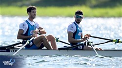 Stefano Oppo (b), Gabriel Soares (s), Lightweight Men's Double Sculls, Italy, 2023 World Rowing Championships, Belgrade, Serbia © Detlev Seyb / MyRowingPhoto.com
