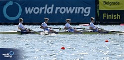 Heidi Long (b), Rowan Mckellar, Helen Glover, Rebecca Shorten (s), Women's Four, Great Britain, 2023 World Rowing Championships, Belgrade, Serbia © Detlev Seyb / MyRowingPhoto.com