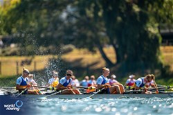 Daryna Verkhogliad (b), Nataliya Dovgodko, Anastasiia Kozhenkova, Kateryna Dudchenko (s), Women's Quadruple Sculls, Ukraine, 2023 World Rowing Championships, Belgrade, Serbia © World Rowing/Benedict Tufnell