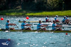 Anton Finger (b), Max Appel, Tim Ole Naske, Moritz Wolf (s), Men's Quadruple Sculls, Germany, 2023 World Rowing Championships, Belgrade, Serbia © World Rowing/Benedict Tufnell