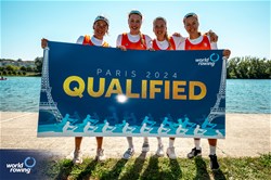 Marloes Oldenburg (b), Hermijntje Drenth, Tinka Offereins, Benthe Boonstra (s), Women's Four, Netherlands, 2023 World Rowing Championships, Belgrade, Serbia © World Rowing/Benedict Tufnell