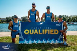 Nicolo' Carucci (b), Andrea Panizza, Luca Chiumento, Giacomo Gentili (s), Men's Quadruple Sculls, Italy, 2023 World Rowing Championships, Belgrade, Serbia © World Rowing/Benedict Tufnell