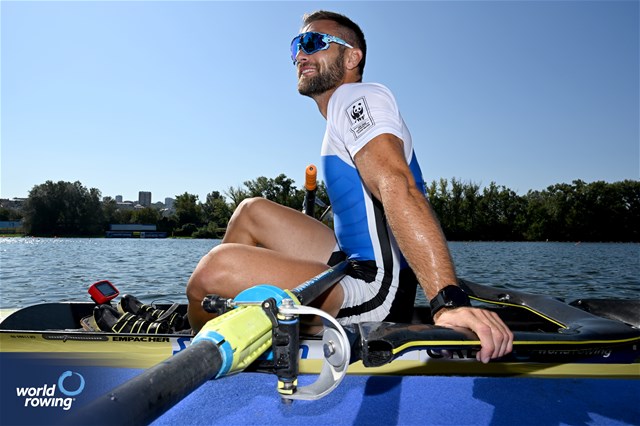 Stefanos Ntouskos, Men's Single Sculls, Greece, 2023 World Rowing Championships, Belgrade, Serbia © Detlev Seyb / MyRowingPhoto.com