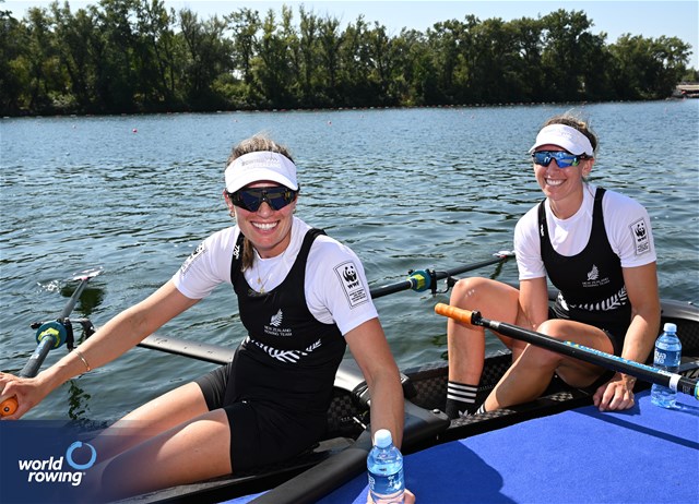 Brooke Francis (b), Lucy Spoors (s), Women's Double Sculls, New Zealand, 2023 World Rowing Championships, Belgrade, Serbia © Detlev Seyb / MyRowingPhoto.com