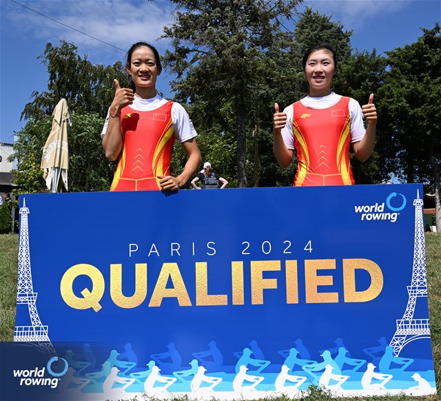 Shiyu Lu (b), Shuangmei Shen (s), Women's Double Sculls, People's Republic of China, 2023 World Rowing Championships, Belgrade, Serbia © Detlev Seyb / MyRowingPhoto.com