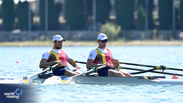 Florin Arteni (b), Ciprian Tudosa (s), Men's Double Sculls, Romania, 2023 World Rowing Championships, Belgrade, Serbia © Maren Derlien / MyRowingPhoto.com