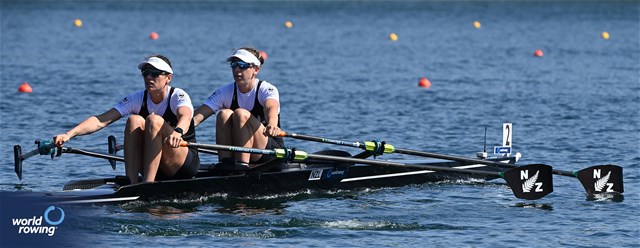 Brooke Francis (b), Lucy Spoors (s), Women's Double Sculls, New Zealand, 2023 World Rowing Championships, Belgrade, Serbia © Maren Derlien / MyRowingPhoto.com