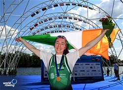 Siobhan Mccrohan, Lightweight Women's Single Sculls, Ireland, Gold, 2023 World Rowing Championships, Belgrade, Serbia © Detlev Seyb / MyRowingPhoto.com