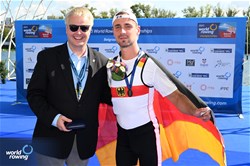 Paul Umbach, PR2 Men's Single Sculls, Germany, Bronze, 2023 World Rowing Championships, Belgrade, Serbia © Detlev Seyb / MyRowingPhoto.com
