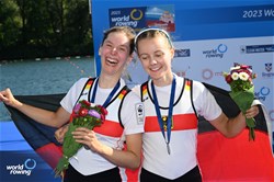 Luise Munch (b), Eva Hohoff (s), Lightweight Women's Pair, Germany, Silver, 2023 World Rowing Championships, Belgrade, Serbia © Detlev Seyb / MyRowingPhoto.com