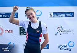 Sophia Luwis, Lightweight Women's Single Sculls, United States of America, Bronze, 2023 World Rowing Championships, Belgrade, Serbia © Detlev Seyb / MyRowingPhoto.com