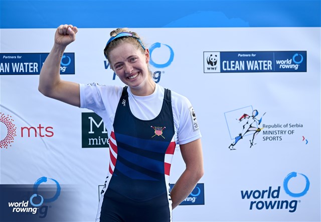 Sophia Luwis, Lightweight Women's Single Sculls, United States of America, Bronze, 2023 World Rowing Championships, Belgrade, Serbia © Detlev Seyb / MyRowingPhoto.com