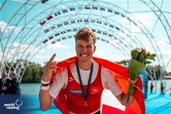 Andri Struzina, Lightweight Men's Single Sculls, Switzerland, Gold, 2023 World Rowing Championships, Belgrade, Serbia © World Rowing/Benedict Tufnell