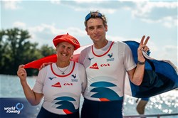 Elur Alberdi (b), Laurent Cadot (s), PR3 Mixed Double Sculls, France, Bronze, 2023 World Rowing Championships, Belgrade, Serbia © World Rowing/Benedict Tufnell