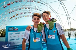 Francesco Bardelli (b), Stefano Pinsone (s), Lightweight Men's Pair, Italy, Gold, 2023 World Rowing Championships, Belgrade, Serbia © World Rowing/Benedict Tufnell