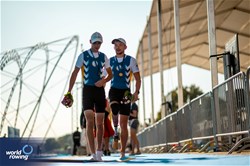 Andrii Syvykh (b), Ivan Kupriichuk (s), PR3 Men's Pair, Ukraine, Gold, 2023 World Rowing Championships, Belgrade, Serbia © World Rowing/Benedict Tufnell
