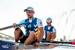 Andrii Syvykh (b), Ivan Kupriichuk (s), PR3 Men's Pair, Ukraine, Gold, 2023 World Rowing Championships, Belgrade, Serbia © World Rowing/Benedict Tufnell