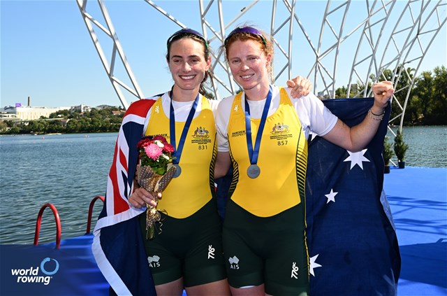 Jessica Morrison (b), Annabelle Mcintyre (s), Women's Pair, Australia, Silver, 2023 World Rowing Championships, Belgrade, Serbia © Detlev Seyb / MyRowingPhoto.com