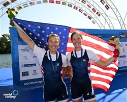 Michelle Sechser (b), Mary Jones (s), Lightweight Women's Double Sculls, United States of America, Silver, 2023 World Rowing Championships, Belgrade, Serbia © Detlev Seyb / MyRowingPhoto.com