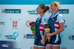 Michelle Sechser (b), Mary Jones (s), Lightweight Women's Double Sculls, United States of America, Silver, 2023 World Rowing Championships, Belgrade, Serbia © World Rowing/Benedict Tufnell