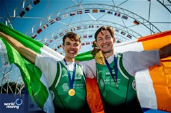 Fintan Mc Carthy (b), Paul O'Donovan (s), Lightweight Men's Double Sculls, Ireland, Gold, 2023 World Rowing Championships, Belgrade, Serbia © World Rowing/Benedict Tufnell