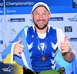Roman Polianskyi, PR1 Mens Single Sculls, Ukraine, Gold, 2023 World Rowing Championships, Belgrade, Serbia © Detlev Seyb / MyRowingPhoto.com