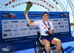 Nathalie Benoit, PR1 Womens Single Sculls, France, Silver, 2023 World Rowing Championships, Belgrade, Serbia © Detlev Seyb / MyRowingPhoto.com