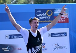 Thomas Mackintosh, Men's Single Sculls, New Zealand, Bronze, 2023 World Rowing Championships, Belgrade, Serbia © Detlev Seyb / MyRowingPhoto.com