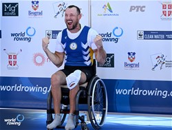Roman Polianskyi, PR1 Mens Single Sculls, Ukraine, Gold, 2023 World Rowing Championships, Belgrade, Serbia © Detlev Seyb / MyRowingPhoto.com