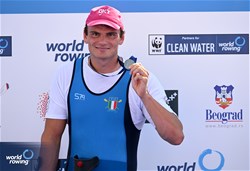 Giacomo Perini, PR1 Mens Single Sculls, Italy, Silver, 2023 World Rowing Championships, Belgrade, Serbia © Detlev Seyb / MyRowingPhoto.com