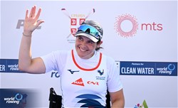 Nathalie Benoit, PR1 Womens Single Sculls, France, Silver, 2023 World Rowing Championships, Belgrade, Serbia © Detlev Seyb / MyRowingPhoto.com