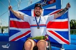 Benjamin Pritchard, PR1 Mens Single Sculls, Great Britain, Bronze, 2023 World Rowing Championships, Belgrade, Serbia © World Rowing/Benedict Tufnell