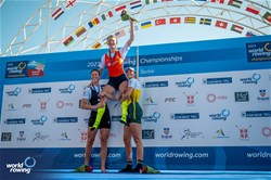 Karolien Florijn, Women's Single Sculls, Netherlands, Gold, Emma Twigg, New Zealand, Silver, Tara Rigney, Australia, Bronze, 2023 World Rowing Championships, Belgrade, Serbia © World Rowing/Benedict Tufnell
