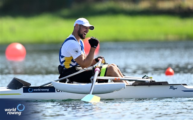 Roman Polianskyi, PR1 Mens Single Sculls, Ukraine, 2023 World Rowing Championships, Belgrade, Serbia © Detlev Seyb / MyRowingPhoto.com