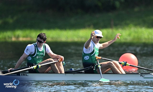 Daire Lynch (b), Philip Doyle (s), Men's Double Sculls, Ireland, 2023 World Rowing Championships, Belgrade, Serbia © Detlev Seyb / MyRowingPhoto.com
