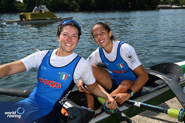Stefania Buttignon (b), Federica Cesarini (s), Women's Double Sculls, Italy, 2023 World Rowing Championships, Belgrade, Serbia © Detlev Seyb / MyRowingPhoto.com
