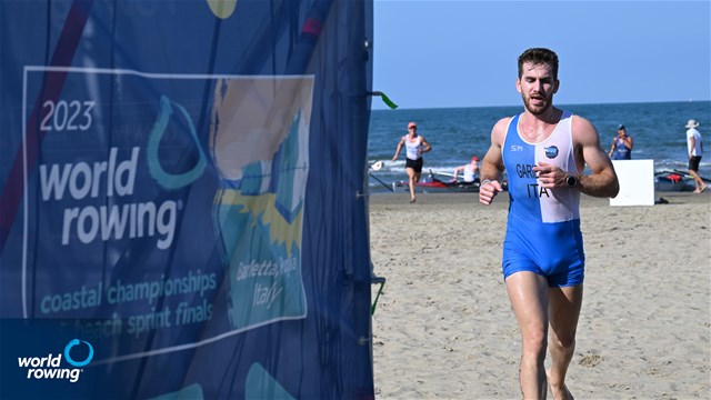 Federico Garibaldi (b), Coastal Men's Double Sculls, Canottieri Santo Stefano al Mare A.S.D., Italy, 2023 World Rowing Coastal Championships, Barletta, Italy / © Detlev Seyb / MyRowingPhoto.com
