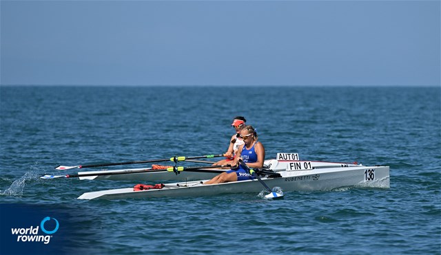 Tiia-Maria Rauttola, Coastal Women's Solo, Finnish Coastal Rowers, Finland, 2023 World Rowing Coastal Championships, Barletta, Italy / © Detlev Seyb / MyRowingPhoto.com
