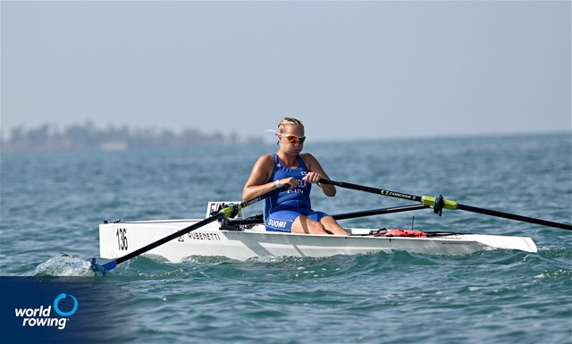 Tiia-Maria Rauttola, Coastal Women's Solo, Finnish Coastal Rowers, Finland, 2023 World Rowing Coastal Championships, Barletta, Italy / © Detlev Seyb / MyRowingPhoto.com