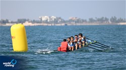 Giacomo Costa (b), Lorenzo Gaione, Edoardo Rocchi, Edoardo Marchetti (s), Alessandro Calder (c), Coastal Men's Coxed Quadruple Sculls, ROWING CLUB GENOVESE, Italy, 2023 World Rowing Coastal Championships, Barletta, Italy / © Detlev Seyb / MyRowingPhoto.com