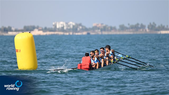Giacomo Costa (b), Lorenzo Gaione, Edoardo Rocchi, Edoardo Marchetti (s), Alessandro Calder (c), Coastal Men's Coxed Quadruple Sculls, ROWING CLUB GENOVESE, Italy, 2023 World Rowing Coastal Championships, Barletta, Italy / © Detlev Seyb / MyRowingPhoto.com