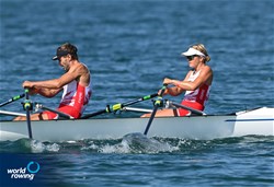 Henriette Ringleb (b), Wolfgang Sigl (s), Coastal Mixed Double Sculls, Austrian Rowing Team, Austria, 2023 World Rowing Coastal Championships, Barletta, Italy / © Detlev Seyb / MyRowingPhoto.com