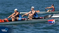 Connor James Sawyers (b), Alyssa Marie Trebilcock (s), Coastal Mixed Double Sculls, Next Level Rowing, United States of America, 2023 World Rowing Coastal Championships, Barletta, Italy / © Detlev Seyb / MyRowingPhoto.com